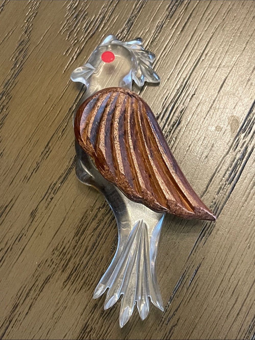 Lucite vintage bird rare brooch